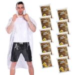 LOMGAV Polyethylene (Pe) Knee Length Rain Ponchos, With Drawstring Hood (10 Pack) Emergency Disposable Rain Ponchos Family Pack For Adults, Fit Men And Women, Perfect For Disneyland, Clear