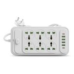GM G+ ConnectX 8-in-1 Powerstrip 2500W with 6 Universal Sockets, 4 USB Ports + 2 Type-C, 2M Heavy Cable, Master Switch, Safely Power Phones, Laptops, and Other Appliances