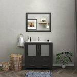 Vanity Art 36 inch Single Sink Modern Bathroom Vanity Compact Set 1 Shelf 2 Drawers - Ceramic Top & Bathroom Cabinet with Free Mirror (Espresso) - VA3036-E