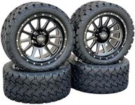 14" Black Milled Golf Cart Wheels &All Terrain Tires 22x10-14, EZGO/Club Car/YMH