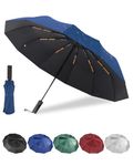 Lulizar Folding Umbrella, 2024 Upgraded Strong 24 Ribs Compact Windproof Automatic Umbrellas, Windproof Travel Umbrellas for Rain - Easy Auto Open Close, Durable & Portable Umbrella for Travel, Blue