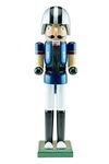 Clever Creations Football Player Nutcracker - Wearing a Blue Football Jersey - Traditional Festive Christmas Decor - 15 inch Perfect for Shelves and Tables - Solid Wood Construction