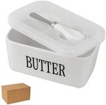 Butter Dish,Butter Dish with Lid and Knife,Ceramic Butter Dishes Butter Storage Box Butter Bell Butter Crock Large White Butter Container for Fridge (Extra Large, 650ml)