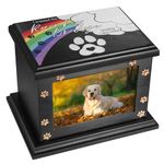 Pet Memorial Urns for Dogs or Cats Ashes, Large Wooden Funeral Pets Memorial Urns with Photo Frame, Cremation Urns Keepsake Memory Box for Loss Pets, Casket Burial Ashes Urn for Pets