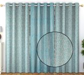 FRESH FROM LOOM Semi Sheer Curtains for Door 8 Feet Long | Door Window Curtain | Premium Polyester Weaved Parda | Latest Modern Parde for Living Room Bedroom | Eyelet Ring (Set of 3 |Aqua)