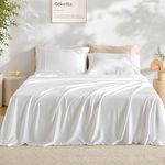 GOKOTTA FSC® Certified Bamboo Rayon Sheets King Size, 16 Inch Pocket Fitted Sheet with Elastic Corner Straps,Cooling Breathable Luxury and Soft Bed Sheets 6 Piece (Bright White,King)