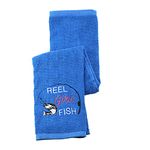 Lady Fishing Gift Womens Fishing Towel Reel Fish Embroidered Towel with Clip (Reel Fish)