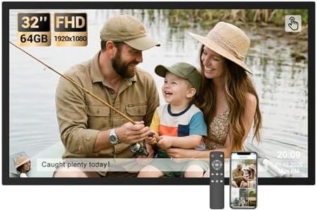 BSIMB 32 Inch Touchscreen Large Digital Picture Frame, 64GB 1920x1080 FHD WiFi Electronic Photo Frame Display, Remote Control, Share Pictures/Videos via App/USB/SD, Easy Setup, Gifts for Mom, Black