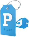 Initial Luggage Tag with Full Privacy Cover and Stainless Steel Loop (Aqua Teal) (P)