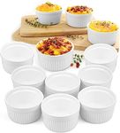 Lawei 12 Pcs Porcelain Ramekins Bakeware 180ml Ramekins Souffle Dish Set Porcelain Creme Brulee White Baking Cups for Muffin Cupcakes Pudding Serving Ice Cream, 9 cm