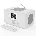 Bluetooth Internet Radio with DAB+ | 100 Watt 2.1 Speakers with In-Built Subwoofer | FM Radio, Spotify Connect, Podcasts | AUX & USB | Dual Alarm, 90+ Presets & Remote Control | MAJORITY Bard (White)