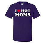 I Heart Hot Moms Exotic Funny Humor Mens T-shirts, Purple, Medium