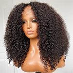 MSGEM Full 13x4 HD Lace Front Wigs for Black Women Kinky Curly Human Hair Wig 180 Density 14 inch Afro Kinky Curly Transparent Lace Front Wigs Pre Plucked with Baby Hair Natural Color