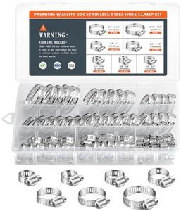 60Pcs Hose Clamps Assortment Kit, 1/4''- 1-1/2''(6-38mm) Worm Gear Clamps Adjustable Stainless Steel for Fuel Line, Plumbing, Automotive and Mechanical Application, Pipe, Tube, Radiator, Garden, DIY