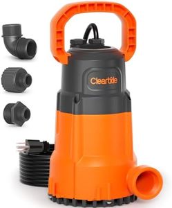 Cleartide Submersible Sump Pump, 1/2 HP Utility Water Pump for Pool Draining, Hot Tub, Basement, Electric Drain Pump Handles 3/8" Solids, 10 FT Cord