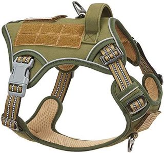 BUMBIN Tactical Dog Harness for Medium Dogs No Pull, Famous TIK Tok No Pull Dog Harness, Fit Smart Reflective Pet Walking Harness for Training, Adjustable Dog Vest Harness with Handle Green M