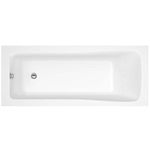 IBathUK Bathroom White Gloss Bath Single Ended Straight Square Acrylic Bathtub with Adjustable Feet - 1500 x 700mm