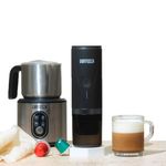 COFFEEZA Finero Mini Espresso Machine & Frothimo Milk Frother Combo – Portable Coffee Maker with 4-in-1 Frother for Hot & Cold Foam, Perfect for Travel, Home, Camping, and Office Use