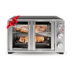 Elite Gourmet ETO2530M Double French Door Countertop Toaster Oven, Bake, Broil, Toast, Keep Warm, Fits 12" pizza, 25L capacity, Stainless Steel & Black