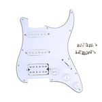 Musiclily 11 Hole SSH Loaded Pickguard Strat Prewired Pickguard Scratchplate with Single Coil Humbucker Pickups Set for Strat ST Style Electric Guitar,3Ply White