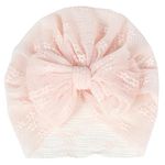 ANNACREATIONS Premium Soft Bow Head Wrap Super Stretchable Headband Hair Accessories For Baby Girls (Light Pink)