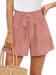 Heymoments Wide Leg shorts Women's Pants Lightweiht Waisted Adjustable Tie Knot Loose Comfy Summer Casual Trousers Pink Small