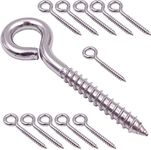 24 Pack, 3-1/5 Inch 304 Stainless Steel Eye Shape Screws Metal Hook, Heavy Duty Hanging Hooks Eyelet Screws Bolt for Yoga & Brazilian Hammocks, Swing Chair, M6 Screw (Style B)