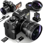 4K Digital Cameras for Photography, 48MP Vlogging Camera for YouTube with WiFi, 180° Flip Screen Compact Camera with Flash, 16X Digital Zoom Travel Camera with Wide-Angle &Macro Lens