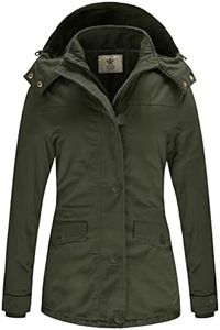 WenVen Women's Zip up Military Jacket Winter Insulated Coat Parka (Green, M)