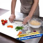 OrganizeMee Counter Top Chopping Board Stainless Steel Worktop Platform Round Edge, Baking, Heavy Extra Large (60 Cm Widex47 Cm Deep +25 Mm Bend)…