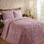 Better Trends Ashton Collection 100% Cotton Chenille Bedspread Medallion Design Twin Size Floral Design Bed Cover in Pink - Tufted Cotton Bedspreads, Lightweight Bedspread & Coverlets