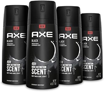 AXE Black Mens Body Spray Deodorant 48hr Odor Protection Frozen Pear & Cedarwood Aluminum Free Deodorant Body Spray, 4 Ounce (Pack of 4)