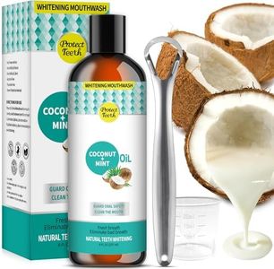 Coconut Pulling Oil & Mint Oil Pulling Mouthwash with Tongue Scraper, Natural Pulling Oil with Coconut & Peppermint Oil-Mouthwash for Oral Care, Supports Healthy Gums, Teeth Whitening&Fresh Breath