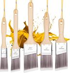 Emitever Paint Brush Set-5 Piece, Wood Handle, Premium Wall Brush Set, House Paintbrushes, Trim Paintbrush, Sash Paint Brushes for Cabinet, Sash, Home Improvement Trim Edging