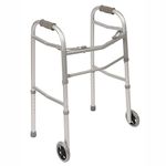 PCP Mobility & Homecare Dual Release Adjustable Lightweight Standard Walker with Wheels and Ski's