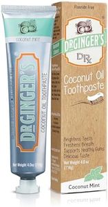 Dr. Ginger's Coconut Oil Toothpaste, Fluoride Free & Dye Free, Coconut Mint, Organic Coconut Oil + Xylitol, Whitens Teeth, Freshens Breath, Sensitive Teeth Formula, 4 oz