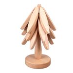 3Pcs Wooden Trivets, Practical Tree Shaped Design Trivet Beech Wood Dishes Trivet for Home Restaurant