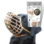 WiggleBoo Dog Muzzle || Basket Design || Secure & Comfortable || Perfect for Training & Vet Visits || Breathable & Adjustable Design || Beige || (Large)