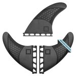 Large Surfboard Fins Sets - Honeycomb Fiberglass Performance Surf Fins - Compatible with Futures Fins Single Tab or FCS1 Twin Tab Surfboards - Ride as Twin, Thruster or Quad