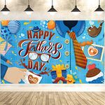 HOWAF Father's Day Banner, Happy Father's Day Backdrop Banner for Father’s Day Decorations Supplies, Large Fabric Father’s Day Background Banner for Family Photography, Blue Fathers Day Sign