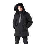 WEEN CHARM Men's Warm Parka Ski Jacket Water Resistant Puffer Jacket Long Winter Coat with Removable Faux Fur Hood