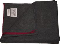 New Military Style Heavy Wool Blanket (Grey With Red Trim)(Size: 60inchx 80inch (152cm x 203cm))