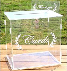 OurWarm Wedding Card Box for Wedding Reception, Clear Card Boxes with Lock, Gift Card Box Money Box Holder for Reception Anniversary Shower Rustic Wedding Decorations Birthday Graduation