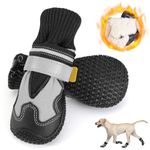 Eyein Dog Shoes for Injured Paws, Waterproof Warm Fleece Lined Dog Boots Paw Protector with Reflective Strips Rugged Anti-Slip Sole, Anti Come Off Adjustable Dog Shoes for Winter Snow Rainy Day (2pcs)