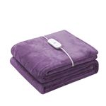 Wapaneus Heated Blanket Electric Blanket with 5 Heating Levels and 10 Hours Auto-Off, Flannel Fast-Heating Electric Blanket, 62" x 84" Twin Size, Purple