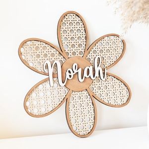 Chillever - Custom Wood Personalized Daisy Wall Decor with Baby Name Sign, Exquisite Nursery Decor and Wall Art for Girl or Boy Room, Custom Baby Name Letters for Boys and Girls Room