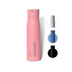 Fles® Schoon - Filter Water Bottle with UV-C Sterilisation Technology - India's First Filter Water Bottle with 7 Layer Insulation, Temp Display & Hydration Reminder (Peachy Blush, 500ml)