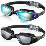 Aegend Swim Goggles, Pack of 2 Swimming Goggles Crystal Clear No Leaking Anti Fog UV Protection Triathlon Swim Goggles with Free Protection Case for Adult Men Women Youth Kids Child