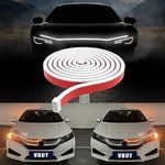 VBUY Dynamic Scan Start Up Hood Light Strip Sequential Flowing Turn Signal Lights Flexible LED Hood Glow Light for Car IP 68 Waterproof Daytime Running Light Strip for Cars,SUV,Trucks (59Inch White)