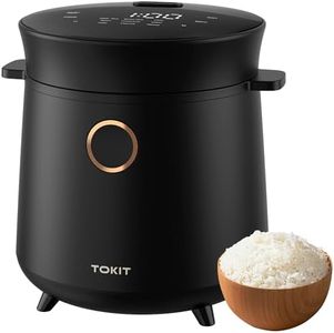 TOKIT 1,5L Reiskocher Klein für 1-2 Personen, Multikocher Mini Reiskocher mit Antihaftbeschichtetem Aus Edelstahl, 24-Stunden-Timerund Warmhalten, tragbar, 9 Funktionen für Braunen Reis, Dampf, Suppe